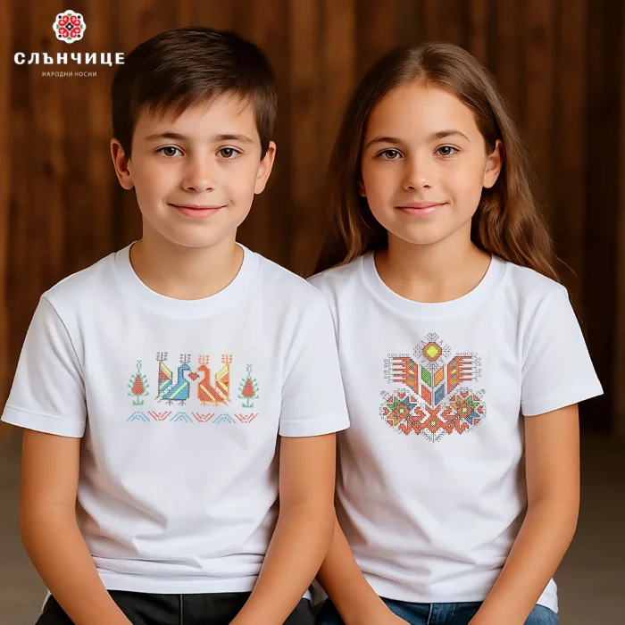 Тениски с шевици Тениска за момиче с бродирана шевица