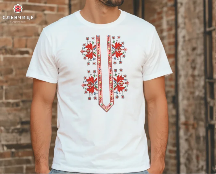 Тениски с шевици Мъжка тениска с бродирана шевица Тракийска