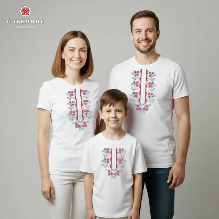 Тениски с шевици Комплект тениски Семейство с бродирани шевици